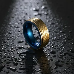 Кольца-кластеры золотого цвета, крышка молотка, толстое кольцо, внутреннее синее кольцо из нержавеющей стали, стильные украшения для мужчин, повседневная одежда, аксессуары для пальцев