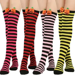 Socken Strumpfwaren Damen Halloween-Socken Overknee-Socken Lustige Kürbissocken Oberschenkelstrümpfe Socken Streifen Lange Strümpfe Festliche Geschenke 231016