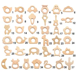 Teethers Toys Chenkai 10pcs Wood Teether Ring DIY Organic Unfinished Eco-Friendly Baby Shower Wooden Grasping Teething Toy Accessories 231016