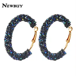 2021 NEWBUY Design classico di moda fascino orecchini a cerchio di cristallo austriaco geometrica rotonda strass lucido orecchino femminile Jewelry264O