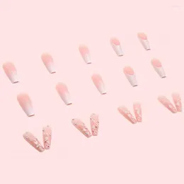 False Nails Nail Extension 비 깨질 수없는 분홍색 반짝이는 가짜 다이아몬드 긴 가짜 패치 가정용 공급