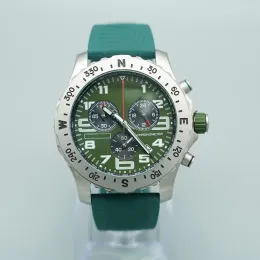 럭셔리 남성 시계 일본 슈퍼 쿼츠 크로노 그래프 44mm Avenger Hurricane Green 고무 스트랩 강철 케이스 1884 남성 시계 Hardex Glass Wristwatches