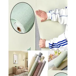 Wall Stickers Faux Linen Textured Wallpaper Removable Self Adhesive Stick Contact Paper Door For Accent Bedroom Benl8893391950 Drop Dh5At