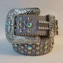 2023 Männer Frauen Hohe Qualität Bb Simon Gürtel Luxus Designer Gürtel Retro Nadel Schnalle Gürtel 20 Farbe Kristall Diamant Bling Strass als Geschenk 2024