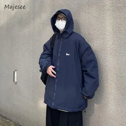 Herrjackor män Autumn Baggy Chic All-Match Simple Hooded Mentes Overcoats Japanese Style Harajuku Handsome College High Street