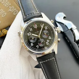 2023 Six stitches luxury mens watches All dials work 42 mm in diameter Quartz Watch high quality Brand LOGO chronograph clock fashion Sapphire mirror leather strap