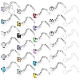 ZS Crystal Studs Kadınlar 30pcs Paslanmaz Çelik Burun Halkaları Hint Kadın Vücut Piercing Takı Aksesuarları Kızlar İçin Hediyeler2227