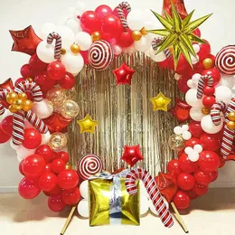 Other Event Party Supplies Christmas Themed Red and White Candy Balloons Gift Box Balloons Gold Explosion Balloons Christmas Party Year Decoration 231017