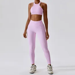 Active Sets Rib Yoga Sport Femme Tracksuit 2PCS Ctivewear Set Seamless Gym Fitness Suit Workout Clothes Athletic Wear Women Sportswear