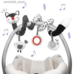 Mobiles # Baby Spiral Peluche Giocattoli Nero Bianco Passeggino Stretch Spiral Attività Seggiolino auto Appeso Sonaglio Giocattoli Culla Mobile Sensoriale per Neonato Q231017