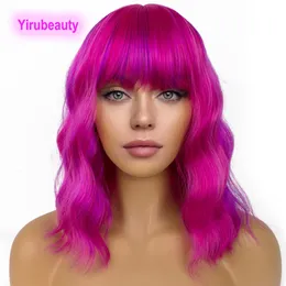 Syntetiska peruker Full mekanism Curly Hair Products Festival Hot Pink Coli Fiber 14 tum Bob Wigs