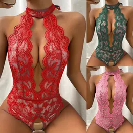 Sexy pijama flor renda bodysuits decote em v lingerie roleplay feminino babydoll trajes babydoll 3 231017