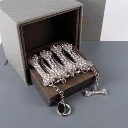 Colar gargantilha de osso de strass brilhante com carimbo, letras femininas, corrente curta, colares para presente, festa, alta qualidade, jóias 234g