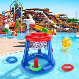 Air Inflation Toy Outdoor Swimming Pool Tillbehör Uppblåsbar Ring Kasta hylsspel Set Floating Pool Toys Beach Fun Summer Water Toy 231017