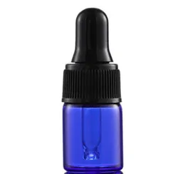 ホット販売1000pcsロット1ml 2ml 3ml 5mlブルーガラスドロッパーボトルミニエッセンシャルオイルと在庫zz