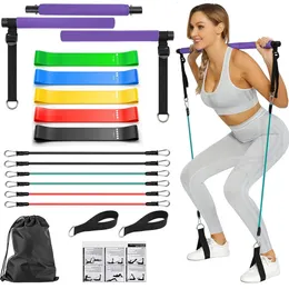 Resistance Bands Portable Pilates Bar Kit With For Evit Hem Gymutrustning stöder full kroppsövning 231016