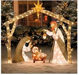 クリスマスの装飾ティンセルキリスト降誕シーン暖かい白いヤード飛行機のイースタークリスマスアウトドアヤードガーデンホームデコレーションイベント装飾221123