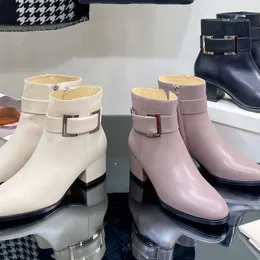 Bottines de styliste à talons hauts pour femmes, bottes en cuir classiques à plateforme, plates, à la mode, chaussures à semelle extérieure, 2023