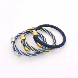 Jsbao masculino feminino moda jóias ouro preto azul cor fio de aço inoxidável selvagem cabo pulseira para mulher gift2784