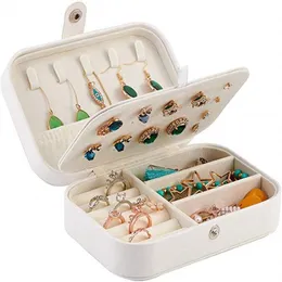 PU Leather Jewelry Box Portable Travel Jewelry Organizer Case Storage Case Roons Double Lays Rings Necklace Packagin229D