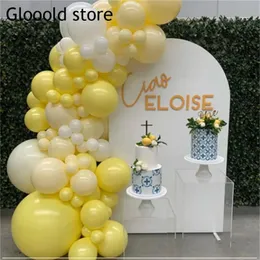 Outros suprimentos para festas de eventos 76pcs Pastel Macaron Amarelo Balão Branco Guirlanda Arco Casamento Chá de Bebê Festa de Aniversário Pano de Fundo Fita Parede Decorações Globais 231017