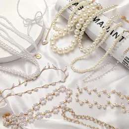Choker vintage biały imitacja Perl Naszyjnik dla kobiet Eleganckie motyle sercowe naszyjniki w zawieszki 2023