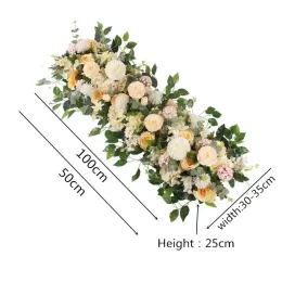 Flores decorativas grinaldas 50/100cm diy arranjo de flores de casamento suprimentos de seda peônias rosa linha artificial decoração arco de ferro pano de fundo