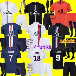 Kit adulto 18 19 20 CAVANI MBAPPE camisas de futebol Maillots de futebol 2018 2019 2020 VERRATTI ICARDI DI MARIA Marquinhos camisa uniformes enfants pé terceiro 3º 4º 8989