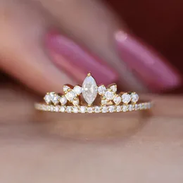 Небольшая оптовая продажа Кольца Короны Золото Стерлингового Серебра 925 Пробы Принцесса Муассанит Корона Кольцо