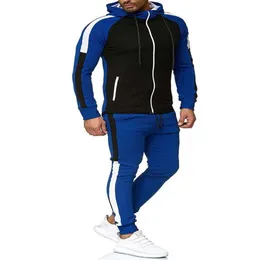 Listrado moda conjuntos de treino dos homens 2021 ternos de suor dos homens esporte conjunto assentos sweatpants 2 peças jogger track suit2536