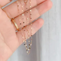 Kedjor Real 9K Gold Tile Chain Halsband Enkel vintage Pure Solid AU375 för kvinnor Fina smycken gåva