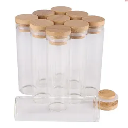 24 stycken 50 ml 30*100 mm teströr med bambu kepsar glas burkar injektionsflaskor som önskar bulttes önskar flaska för bröllopshantverk gåva.