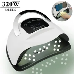 Secadores de unhas 320W 72 LEDs Máquina de secador com suporte de telefone UV LED lâmpada para unhas gel polonês cura profissional display lcd 231017