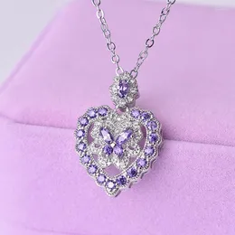 Ожерелья с подвесками, модное женское ожерелье с кристаллами и стразами, аметистом, цирконием, сердцем-бабочкой, свадебный подарок на день Святого Валентина