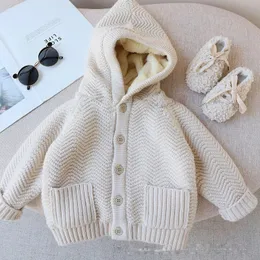 Hırka sonbahar ve kış kıyafetleri kızlar kalınlaşmış kapüşonlu artı poster ceket cepleri kadın bebek çocukları hırka 231017