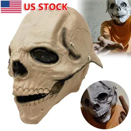 Halloween Scary Skull Mask Full Head Helmet With Movable Jaw Horror Party Pro