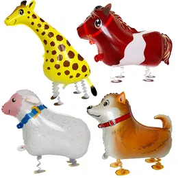 Other Event Party Supplies 4Pcs/Set Walking Animal Balloons Pet Farm Animal for Theme Birthday Party Giraffe Sheep Horse Baby Shower Decor 231017