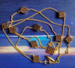 Corrente de suéter de 170 cm de comprimento 10 peças de flor oca tridimensional colar com pingente quadrado brinco assimétrico OT fivela pulseira anel geométrico joia LOS2