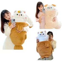 Plüschpuppen 80 * 45 cm Kawaii Taiyaki Katze Hund Kaninchen Plüschtiere Tier Nest Kissen Große Knochen Karotte Fisch Kissen Puppen Geburtstagsgeschenke für Mädchen 231016