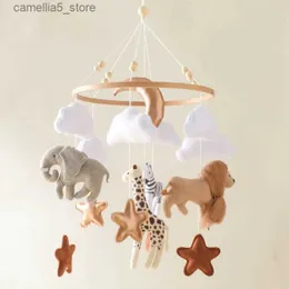 Mobiler# CRIB MOBIL BED Bell Wood Baby Rattles Soft Felt Cartoon Animal Bell Bell Newborn Music Box Hanging Toy Crib Bracket Baby Gifts Q231017