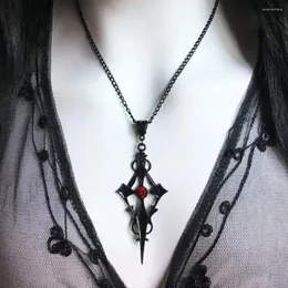 Pendant Necklaces Vintage Black Pointed Cross Dagger Vampire Gothic Jewelry Accessories Ladies Necklace Halloween Gift