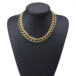 Choker moda złota podwójna warstwowa metalowy łańcuch Naszyjnik Kobiety vintage punk entuzjak