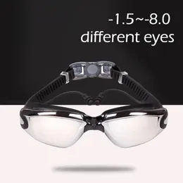 Gözlük -1.5 ila -8.0 Yetişkin miyopi silikon HD Elektrküze Anti Sis Yüzme Gözlükleri Gözlük Özel Derecesi Sol Sağ Göz 231017