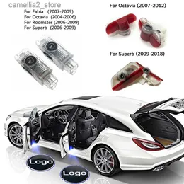 Luzes traseiras do carro LED porta do carro luz de boas-vindas projetor lâmpada laser para Skoda Superb Octavia Fabia Roomster acessórios de modificação do carro Q231017