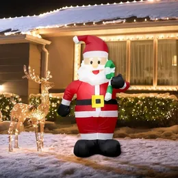 1pc قابلة للنفخ سانتا كلوز قصب اليد LED Up قالب هواء عيد الميلاد قالب ترحيب هواء القالب ، ارتفاع 120 سم/47.24in ، ضوء LED مدمج ، عيد ميلاد ديكور في الهواء الطلق