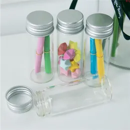 30*80*21mm 40ml Glass Bottles Aluminium Lid Empty Transparent Clear Gift Wishing Jars 24pcslotgood qty Iwwhx