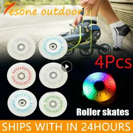 Inline Roller Skates 4Pcs 76mm Flashing Rolleres Skating LED Luminous Shoes Wheels Para Patins Adults Kids Wheel 231016