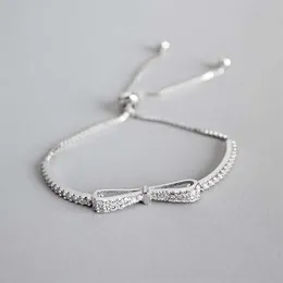 Ruifan Fashion Box Chain Bowknot 100% 925 Sterling Silver Armband Ladies Cubic Zircon Armband Female Womens Jewelry YBR057 Y200252H