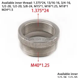 Aço inoxidável 1.375X24 13/16-16 1/2-20 M15X1 M16X1.25 M18X1 M24X1.5 1/2-28 5/8-24 3/4-16 Para M40X1.25 Adaptador de tampa de extremidade Conversor de anel para 1.