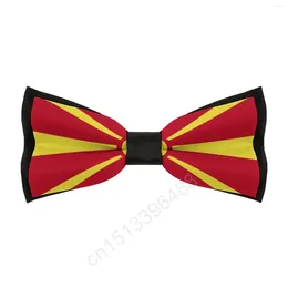 Fliege aus Polyester, Nordmazedonien-Flagge, für Herren, modisch, lässig, für Herren, Krawatte, Krawatte, Hochzeit, Party, Anzüge, Krawatte